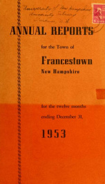 Annual reports Town of Francestown, New Hampshire 1953_cover