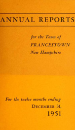 Annual reports Town of Francestown, New Hampshire 1951_cover