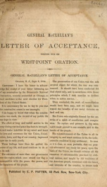 General McClellan's letter of acceptance : together with his West-Point oration_cover