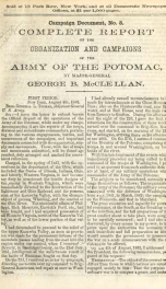 Complete report on the organization and campaigns of the Army of the Potomac_cover