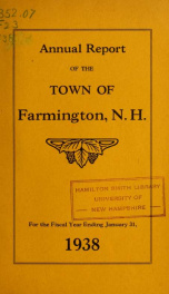 Annual reports of the Town of Farmington, New Hampshire 1938_cover