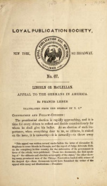 Lincoln or McClellan? : Appeal to the Germans in America_cover