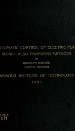 Automatic control of electric flat irons : also proposed methods_cover