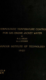 Thermostatic temperature control for gas engine jacket water_cover