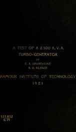 A test of a 2,500 KVA turbo-generator_cover