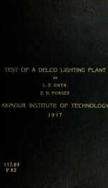 Test of a delco lighting plant_cover