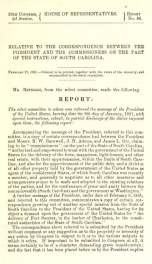 Relative to the correspondence between the President and the commissioners on the part of the state of South Carolina_cover