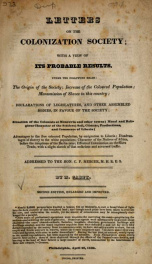 Letters on the Colonization Society : with a view of its probable results ... addressed to C.F. Mercer_cover