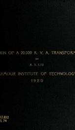 Design of a 20,000 K.V.A. transformer_cover