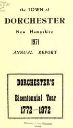 Annual report the Town of Dorchester, New Hampshire 1971_cover