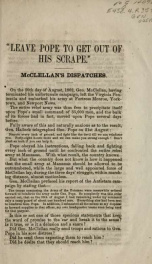 Leave Pope to get out of his scrape : McClellan's dispatches_cover