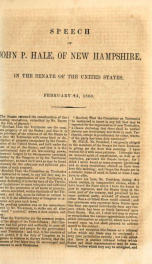 Speech of John P. Hale, of New Hampshire, in the Senate of the United States, February 14, 1860_cover