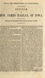 Shall the territories be Africanized? speech of Hon. James Harlan, of Iowa ; delivered in the United States Senate, January 4, 1860_cover