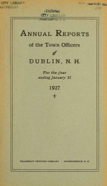 Annual reports of the Town of Dublin, New Hampshire 1927_cover