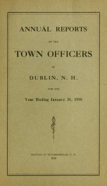 Annual reports of the Town of Dublin, New Hampshire 1918_cover