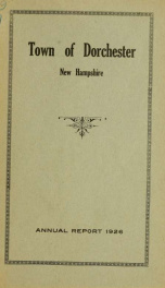 Annual report the Town of Dorchester, New Hampshire 1927_cover