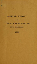 Annual report the Town of Dorchester, New Hampshire 1921_cover