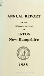 Annual report of the Town of Eaton, New Hampshire 1988_cover