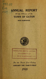 Annual report of the Town of Eaton, New Hampshire 1938_cover