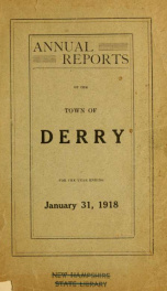 Annual reports of the Town of Derry, New Hampshire 1918_cover