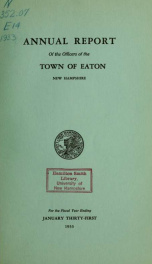 Annual report of the Town of Eaton, New Hampshire 1933_cover