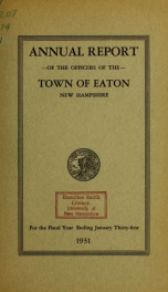 Annual report of the Town of Eaton, New Hampshire 1931_cover