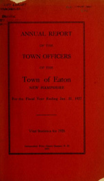 Annual report of the Town of Eaton, New Hampshire 1927_cover