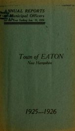 Annual report of the Town of Eaton, New Hampshire 1926_cover