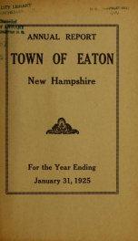 Annual report of the Town of Eaton, New Hampshire 1925_cover