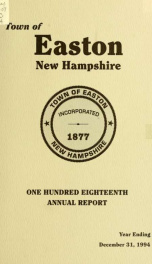 Annual report for the Town of Easton, New Hampshire 1994_cover