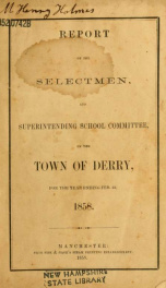 Annual reports of the Town of Derry, New Hampshire 1858_cover