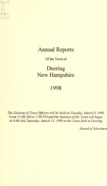 Annual report of the Town of Deering, New Hampshire 1998_cover