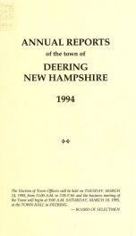 Annual report of the Town of Deering, New Hampshire 1994_cover