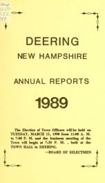 Annual report of the Town of Deering, New Hampshire 1989_cover