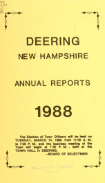 Annual report of the Town of Deering, New Hampshire 1988_cover