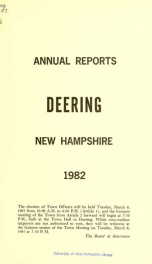 Annual report of the Town of Deering, New Hampshire 1982_cover