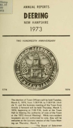 Annual report of the Town of Deering, New Hampshire 1973_cover