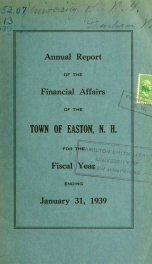 Annual report for the Town of Easton, New Hampshire 1939_cover