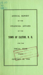 Annual report for the Town of Easton, New Hampshire 1938_cover