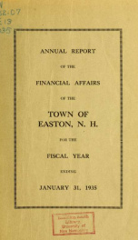 Annual report for the Town of Easton, New Hampshire 1935_cover