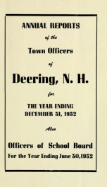 Annual report of the Town of Deering, New Hampshire 1952_cover