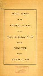 Annual report for the Town of Easton, New Hampshire 1930_cover