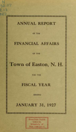 Annual report for the Town of Easton, New Hampshire 1927_cover