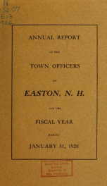 Annual report for the Town of Easton, New Hampshire 1926_cover