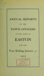 Annual report for the Town of Easton, New Hampshire 1923_cover