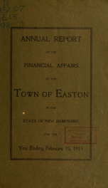 Annual report for the Town of Easton, New Hampshire 1911_cover