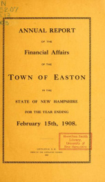 Annual report for the Town of Easton, New Hampshire 1908_cover
