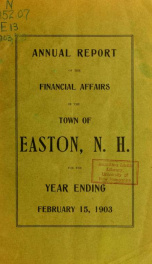 Annual report for the Town of Easton, New Hampshire 1903_cover
