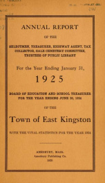 Annual reports of the Town of East Kingston, New Hampshire 1925_cover