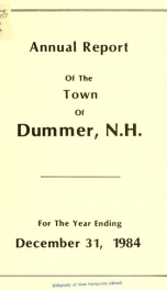 Annual report of the Town of Dummer, N.H. 1984_cover